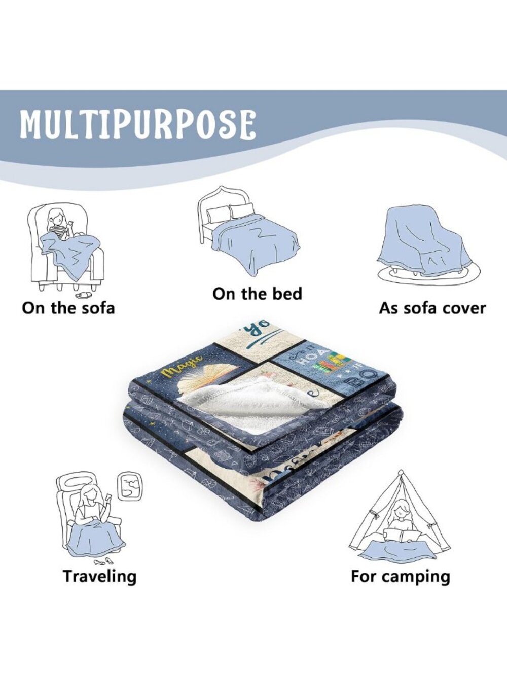 Cozy Book Reading Blanket 60" x 50" - Perfect Gift for Book Lovers & Readers - Picture 7 of 7